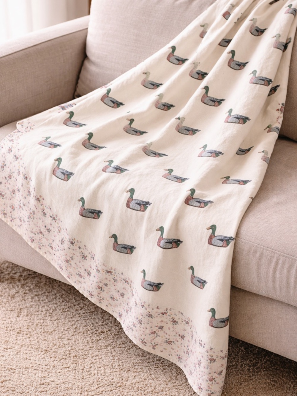Handmade mallard throw blanket
